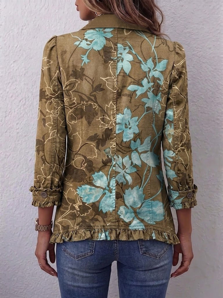 Bianca | Chaqueta bohemia floral vintage degradada con volantes