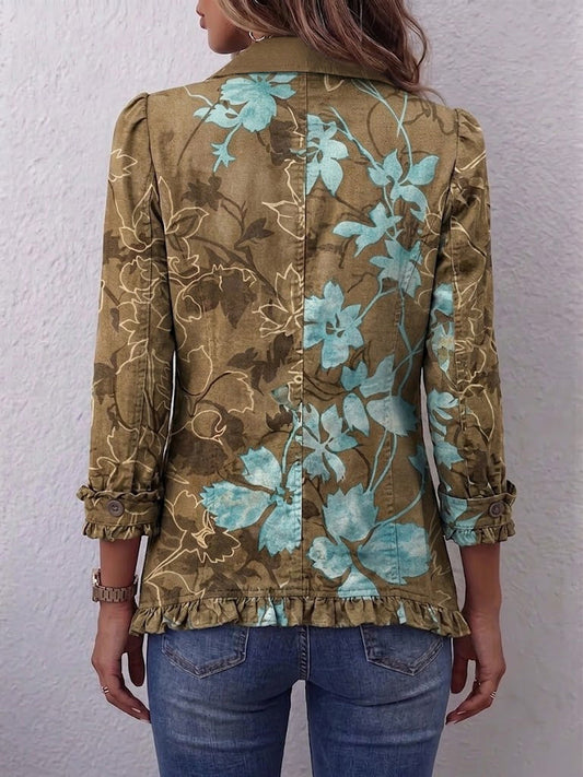 Bianca | Chaqueta bohemia floral vintage degradada con volantes