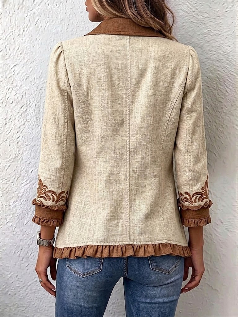 Dawncroft | Chaqueta bohemia vintage de flores con volantes