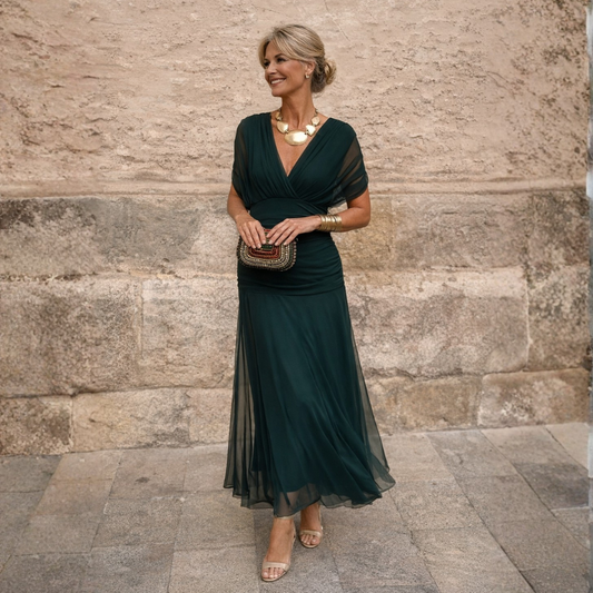 Mikaela | Vestido maxi elegante con escote bardot
