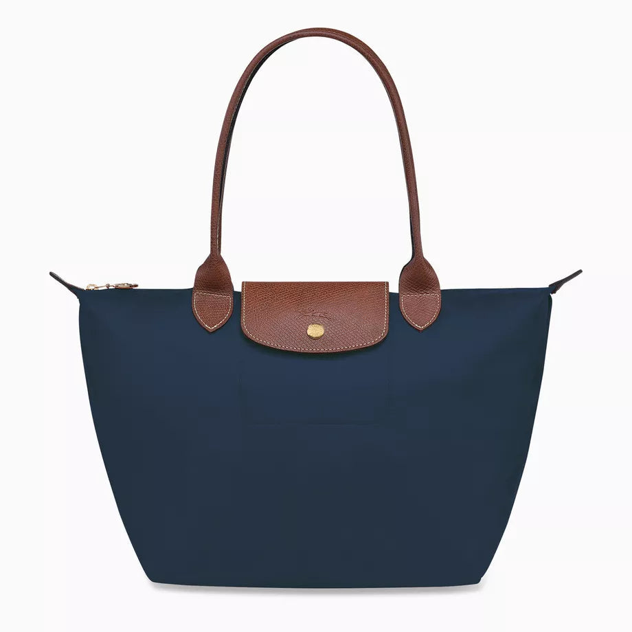 Bolso tote plegable de nailon para mujer en azul marino