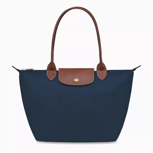 Bolso tote plegable de nailon para mujer en azul marino