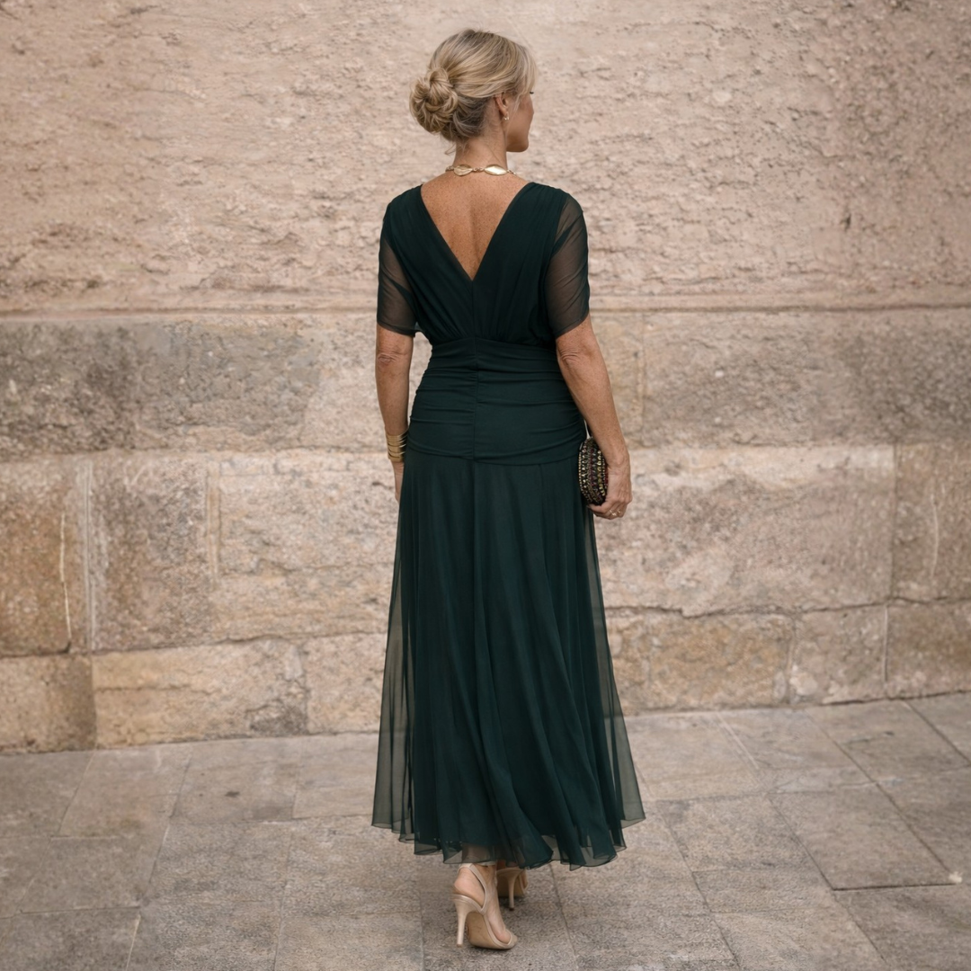 Mikaela | Vestido maxi elegante con escote bardot