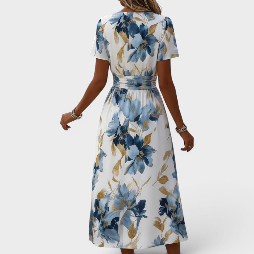 Denise | Vestido midi floral con cintura envolvente