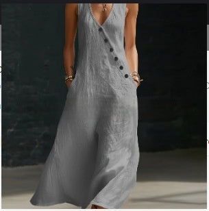 Clara | Vestido largo minimalista abotonado