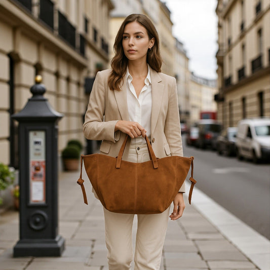 Bolso shopper Piel Pregato Venetto Camel