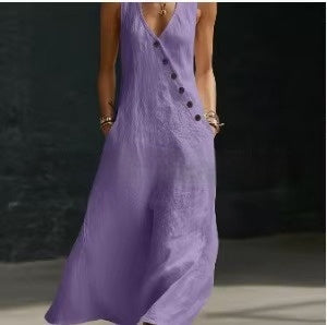 Clara | Vestido largo minimalista abotonado