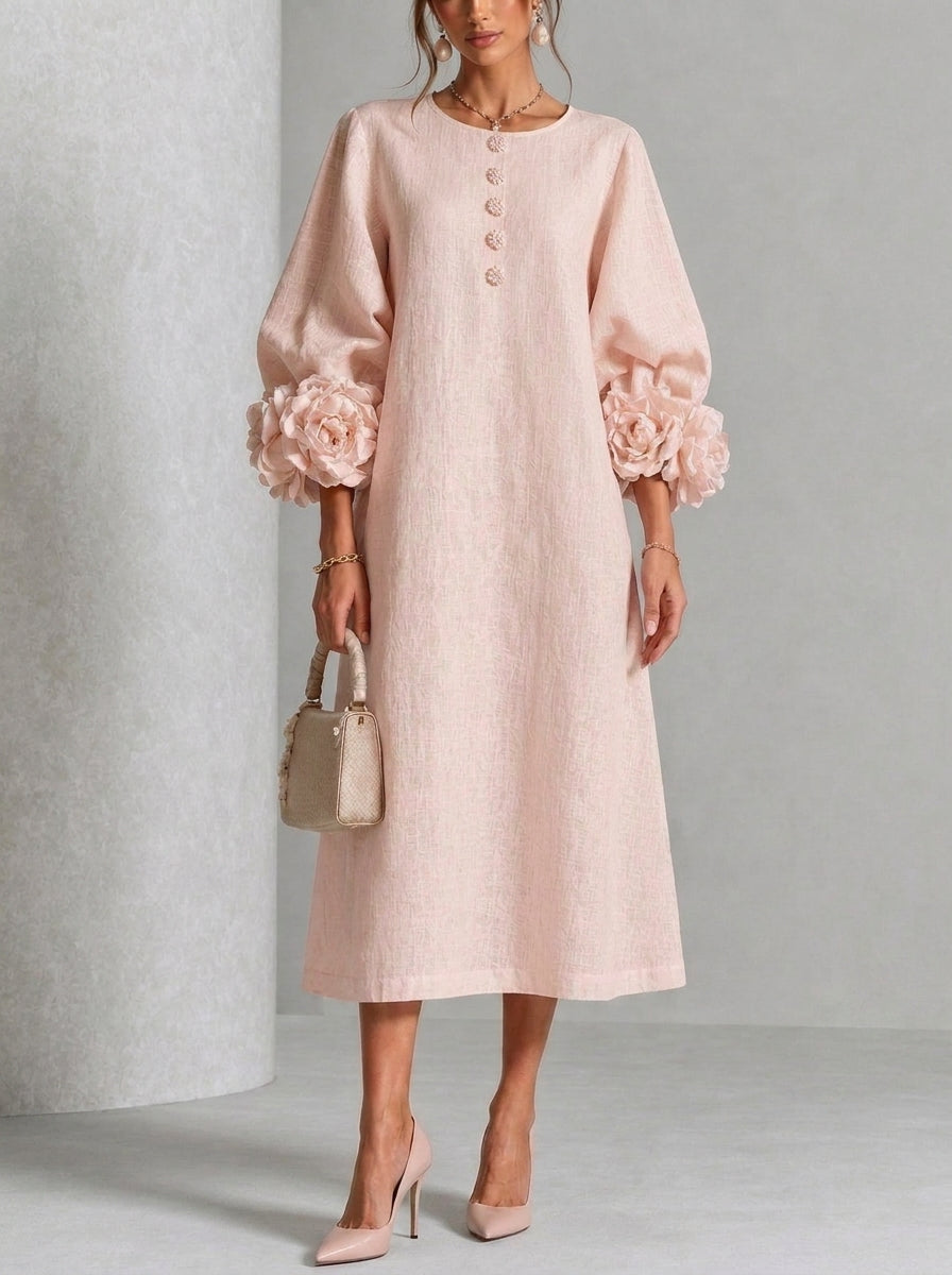 Flora | Vestido midi con puños florales