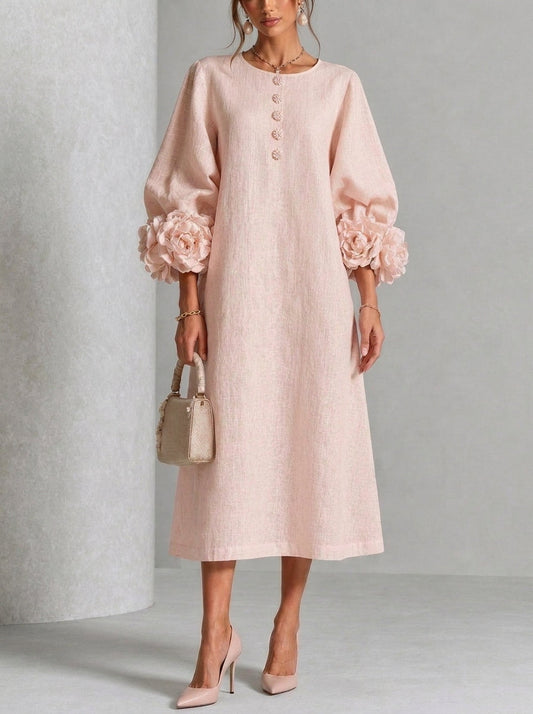 Flora | Vestido midi con puños florales