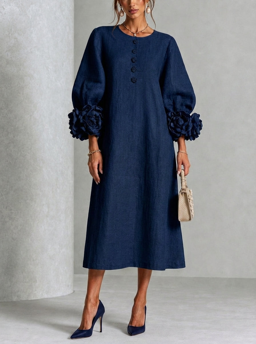 Flora | Vestido midi con puños florales