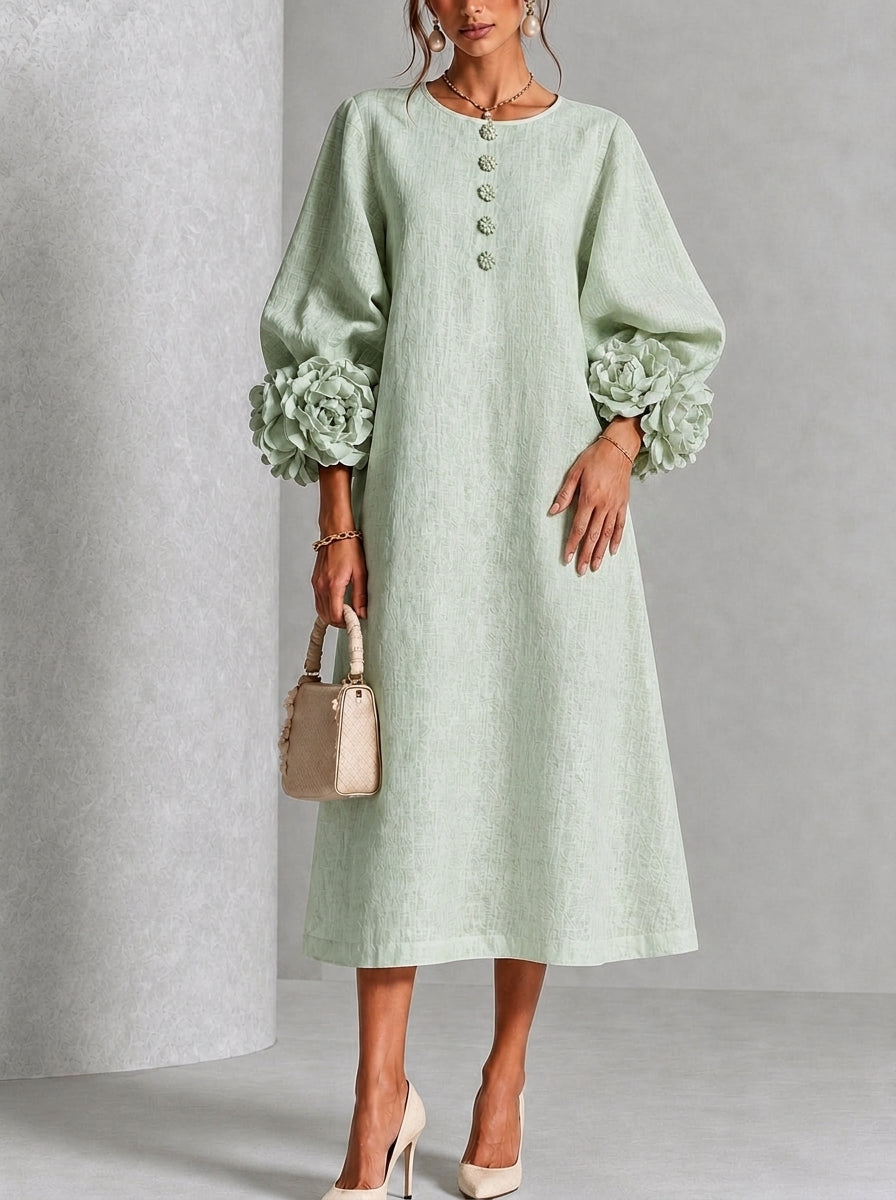Flora | Vestido midi con puños florales