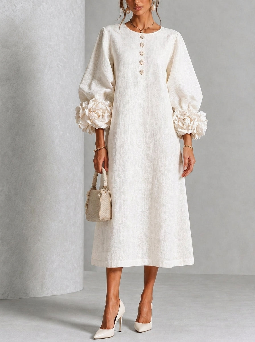 Flora | Vestido midi con puños florales