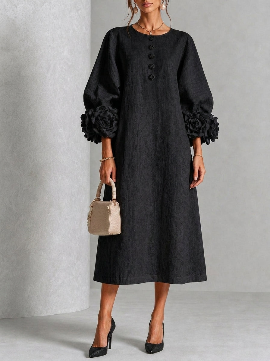 Flora | Vestido midi con puños florales
