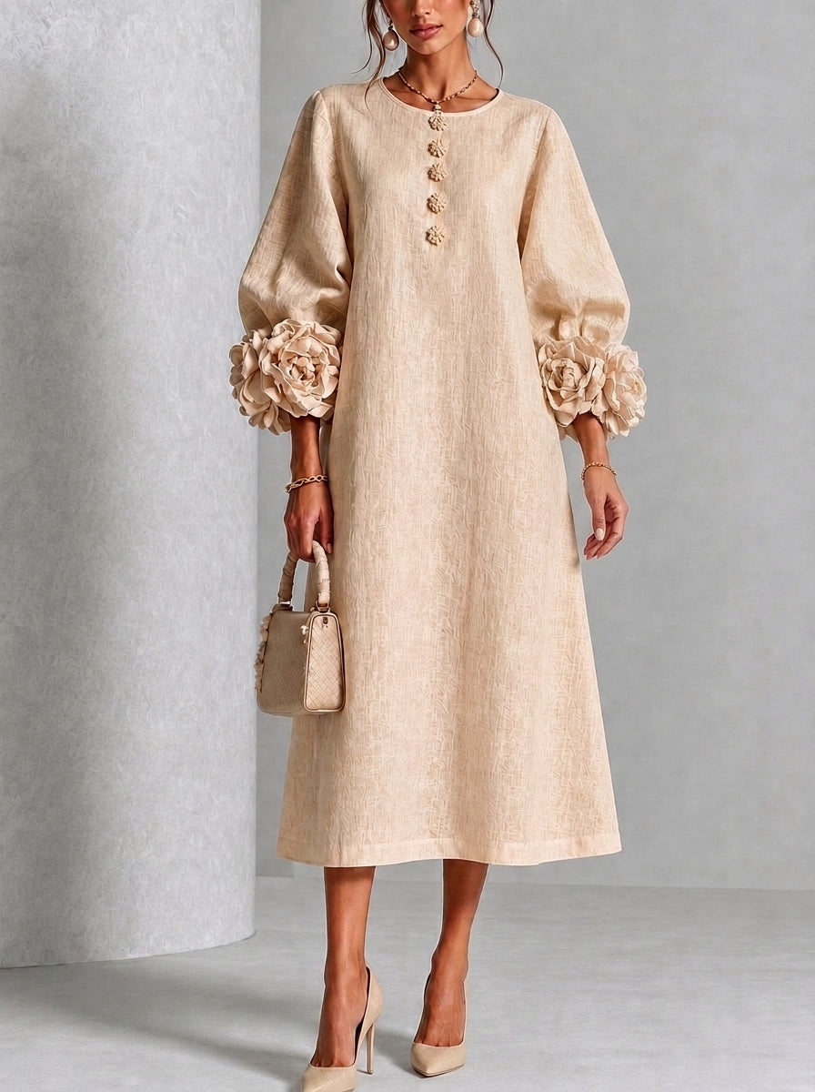 Flora | Vestido midi con puños florales