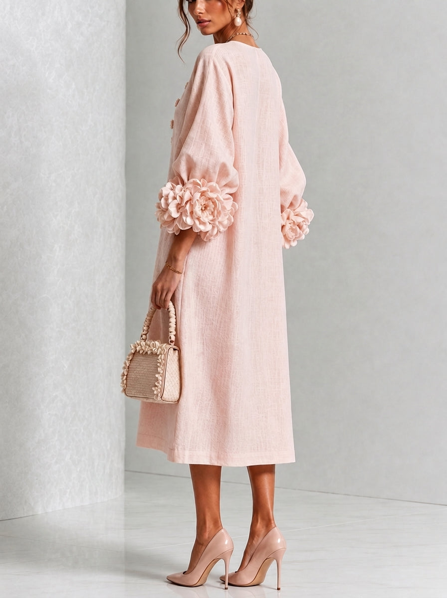 Flora | Vestido midi con puños florales