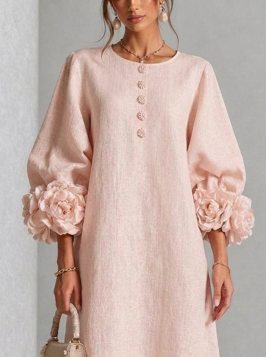 Flora | Vestido midi con puños florales