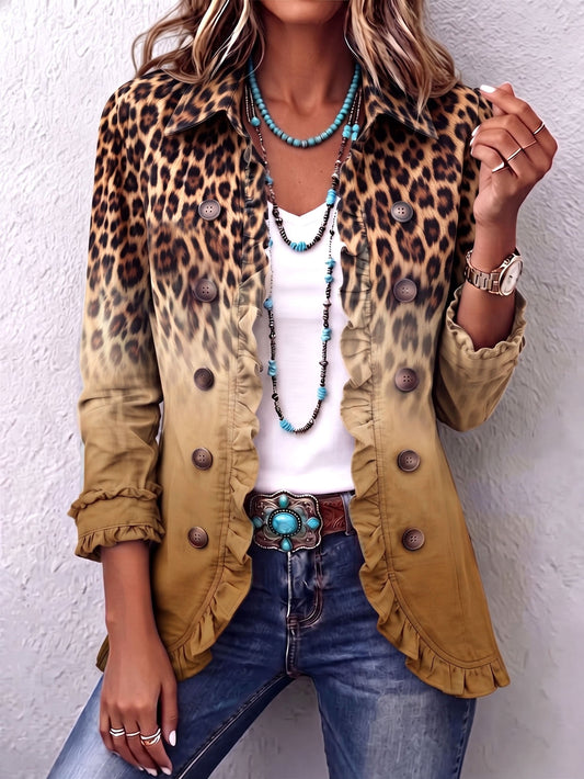 Paola | Blazer de leopardo difuminado ocre