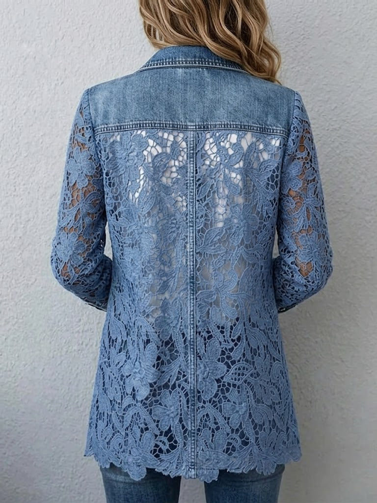 Lacinda | Blazer elegante con paneles de encaje floral