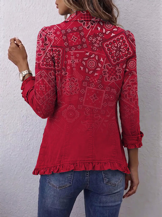 Gaia | Chaqueta roja de paisley degradado con volantes